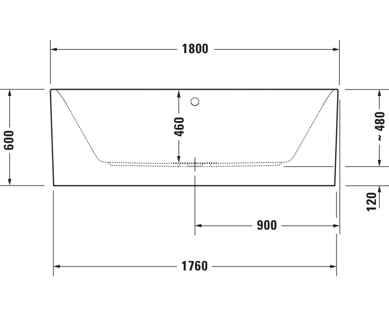 Ванна Duravit Happy D.2 Plus, 180x80см, акрил, белая/матовый графит 700453800000000