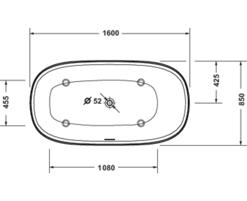 Vanna Duravit Zencha, 160x85cm, akrils, matēts balts 700462000000000
