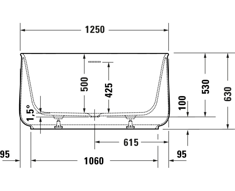 Ванна Duravit Zencha, 125x125см, акрил, матовый белый 700464000000000