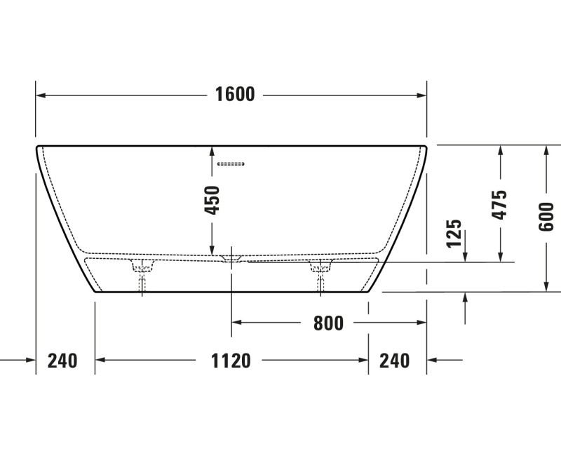 Ванна Duravit D-Neo, 160x75см, акрил, матовый белый 700477000000000