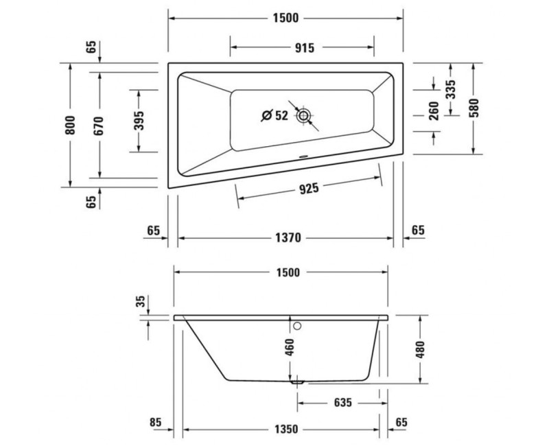 Vanna Duravit Duravit No.1, 150x80cm, akrils, balts 700504000000000