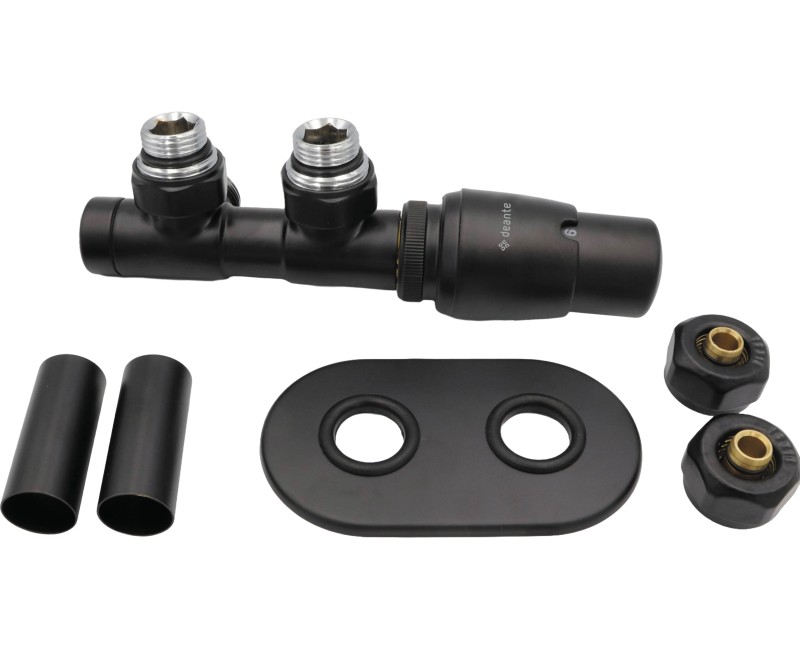 Комплект для подключения полотенцесушителя Deante с термостатом, правый, черный AGI_NZP1