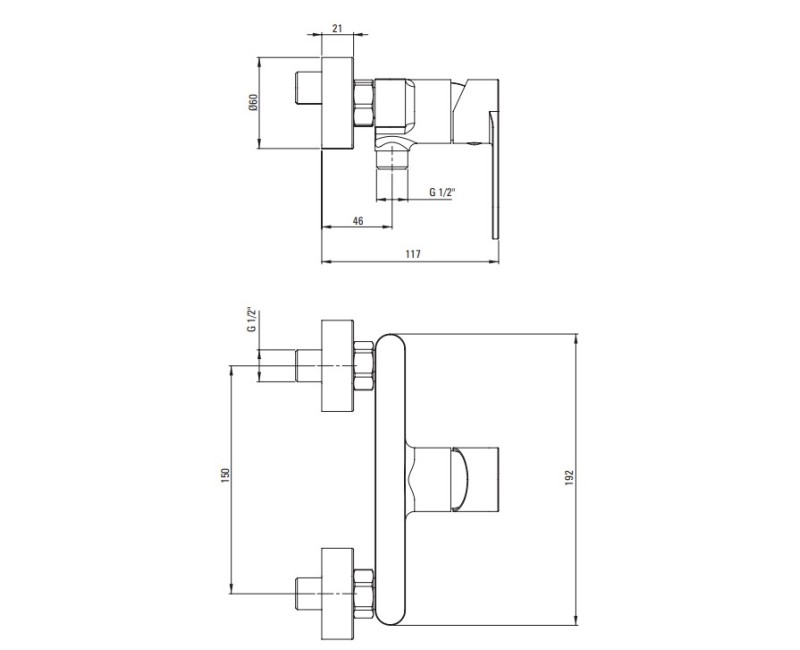Dušas maisītājs Deante ALPINIA Nero, Melns