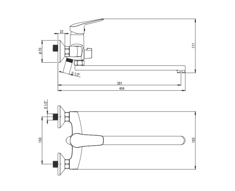 Смеситель для ванны/душа Deante Boro с длинным изливом, хром