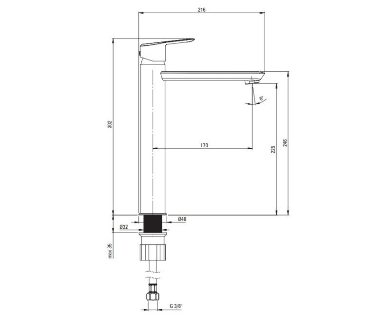 Izlietnes maisītājs Deante ARNIKA paaugstināts, hromēts