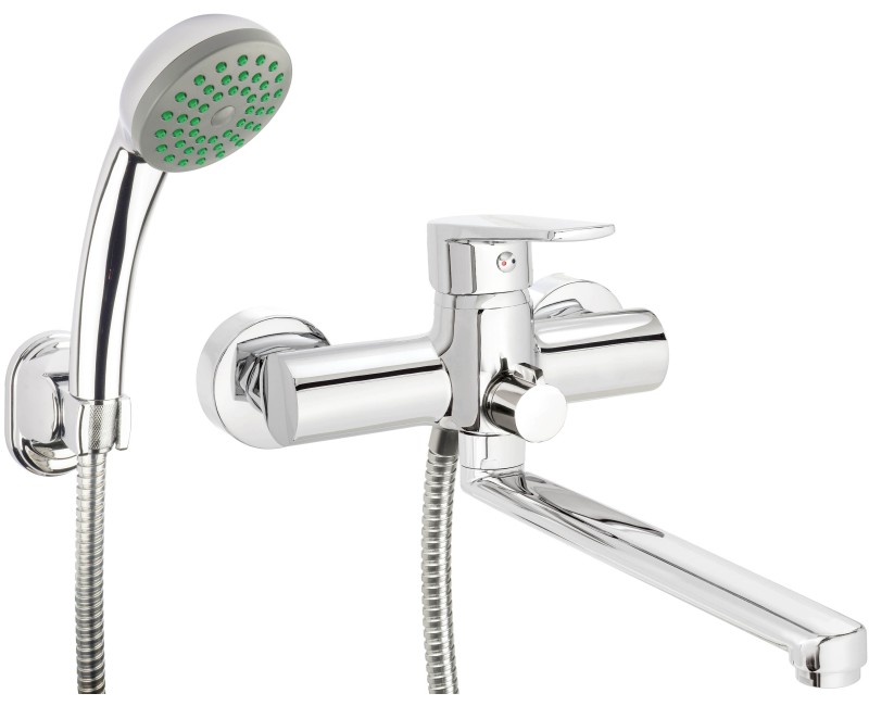 Смеситель для раковины Deante TUBO с длинным изливом и душевым гарнитуром, Хром