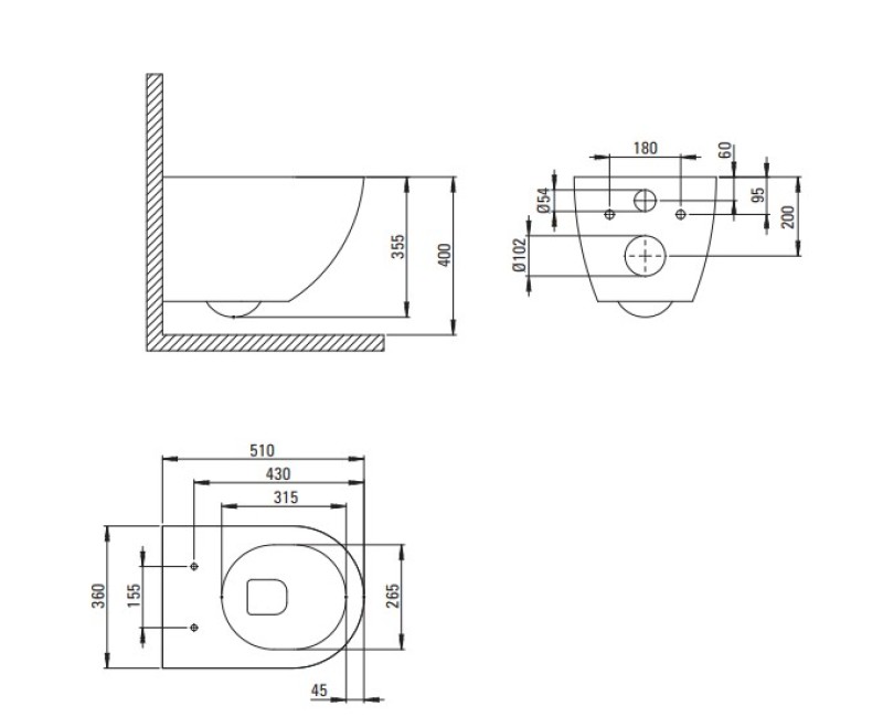 Подвесной унитаз Deante PEONIA ZERO Rimless, Без крышки, Белый