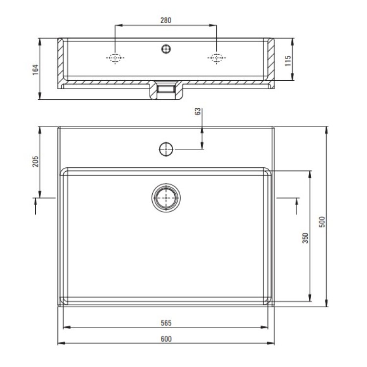 Vannas istabas izlietne Deante TEMISTO 600x500mm, Balta Vannas istabas izlietne Deante TEMISTO 600x500mm, Balta