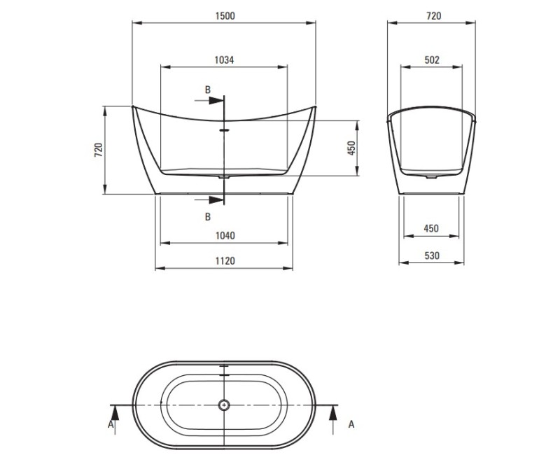 Отдельно стоящая ванна Deante Arnika Oval Cast литой акрил 150x72м