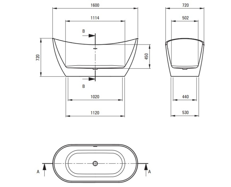 Отдельно стоящая ванна Deante Arnika Oval Cast литой акрил 160x72 см