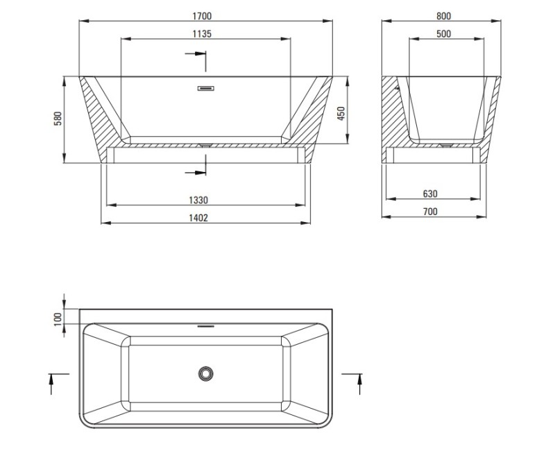 Отдельно стоящая ванна Deante HIACYNT Литой литой акрил 170x75см белая