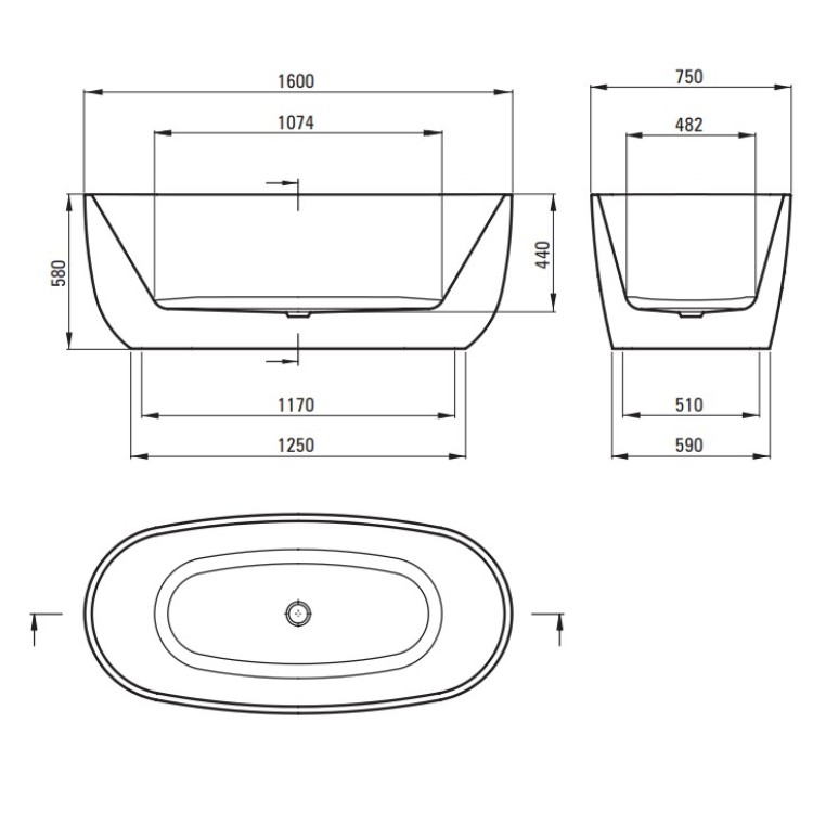 Отдельно стоящая ванна Deante Alpina Oval литой акрил 160x75см Отдельно стоящая ванна Deante Alpina Oval литой акрил 160x75см