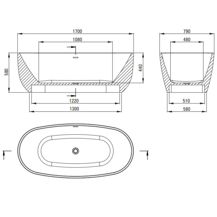 Отдельно стоящая ванна Deante Alpina Oval Cast литой акрил 170x79см Отдельно стоящая ванна Deante Alpina Oval Cast литой акрил 170x79см
