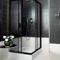 Dušas kabīne Denate FUNKIA Nero 90x90cm Caurspīdīgs stikls, Meni Profili