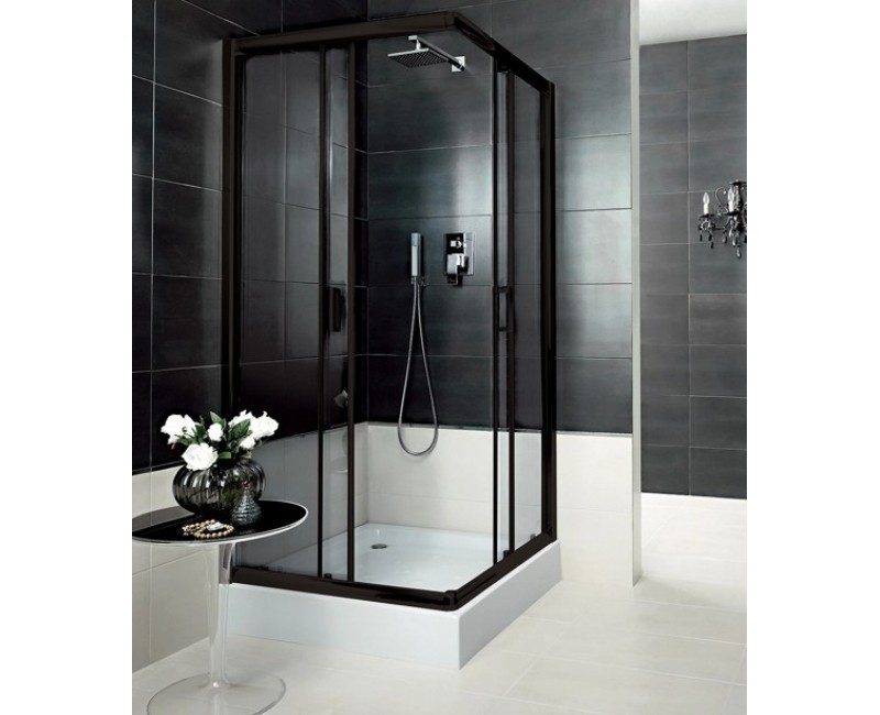 Dušas kabīne Denate FUNKIA Nero 90x90cm Caurspīdīgs stikls, Meni Profili