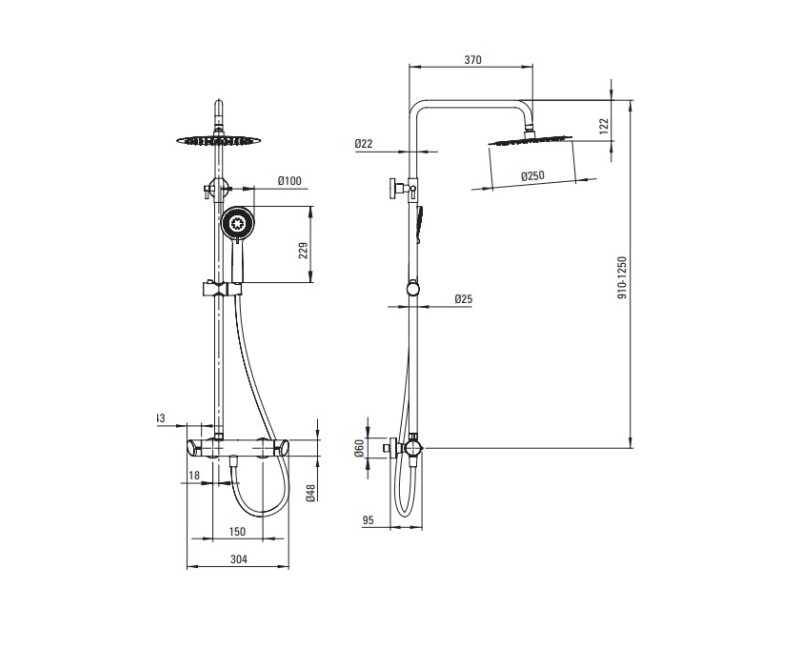 Dušas sistēma Deante ARNIKA, Hromēta