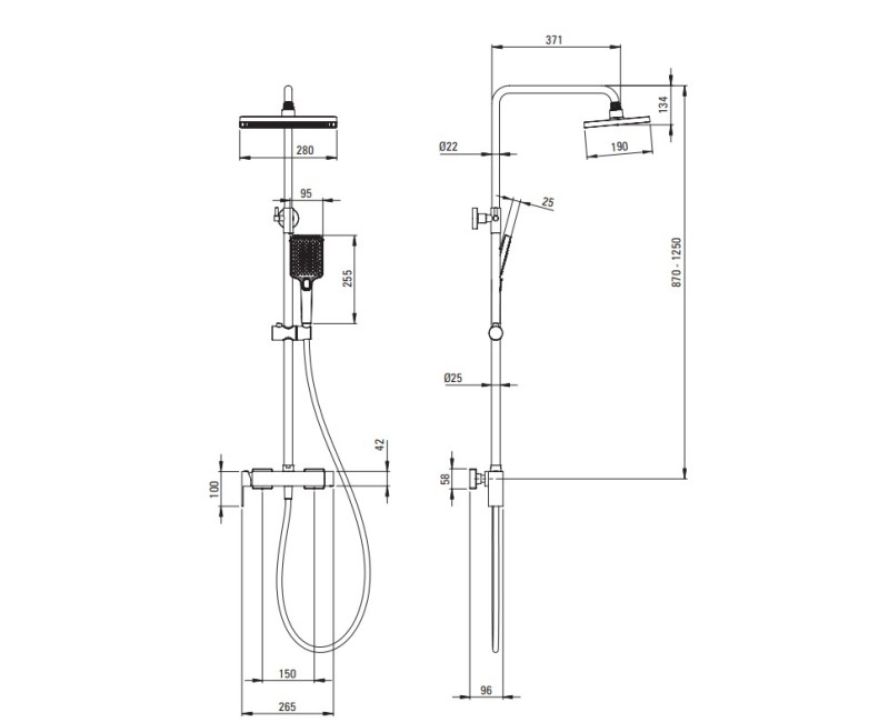 Dušas sistēma Deante ANEMON Nero, Melna