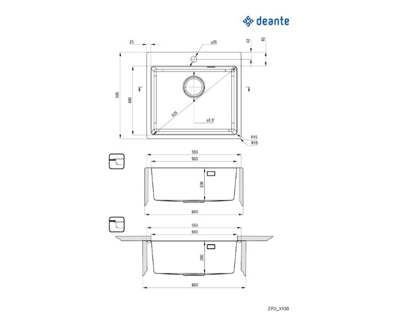 Virtuves izlietne Deante OLFATO matēts satīns 450x505x200mm