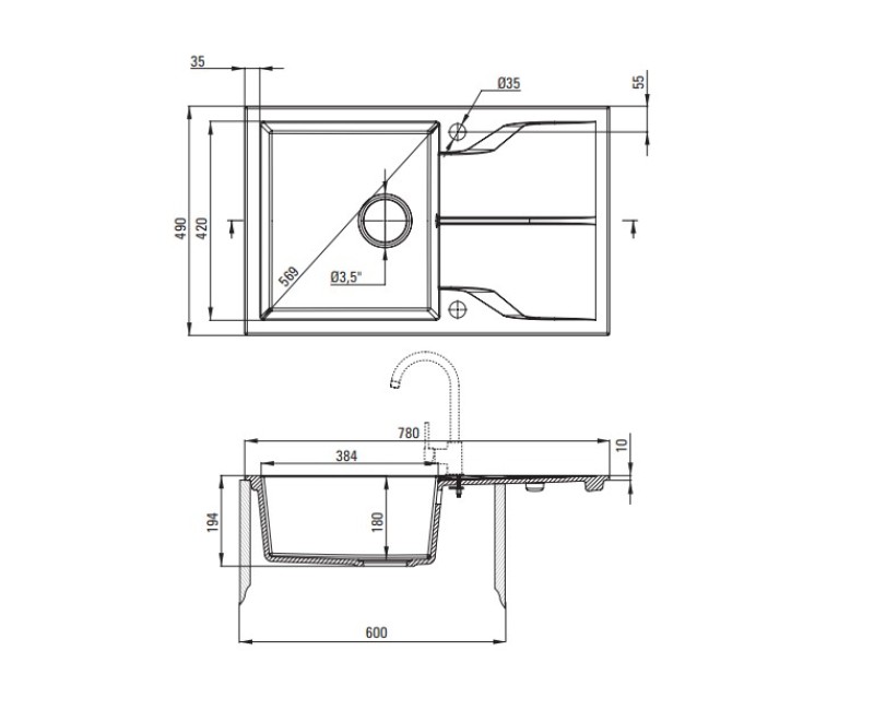 Кухонный комплект Deante мойка + смеситель ero Black