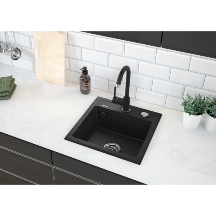 Virtuves izlietne Deante ZORBA 440x440x184mm Melna grafīta Virtuves izlietne Deante ZORBA 440x440x184mm Melna grafīta