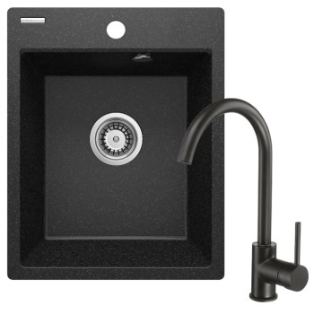 Кухонный комплект Deante мойка +смеситель Black Graphite