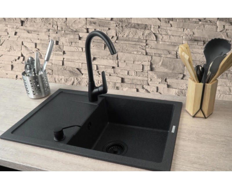 Кухонный комплект Deante мойка + смеситель + дозатор мыла Deante черный