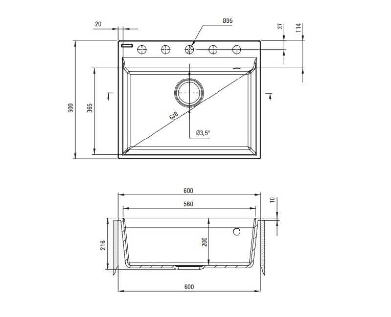 Кухонная мойка Deante CORIO 600x500x216мм Серый Металлик