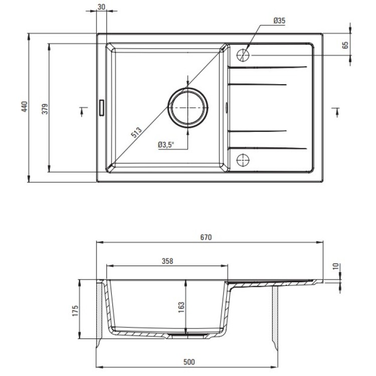 Virtuves izlietne Deante CORIO 670x440x175mm Metāliski pelēks Virtuves izlietne Deante CORIO 670x440x175mm Metāliski pelēks