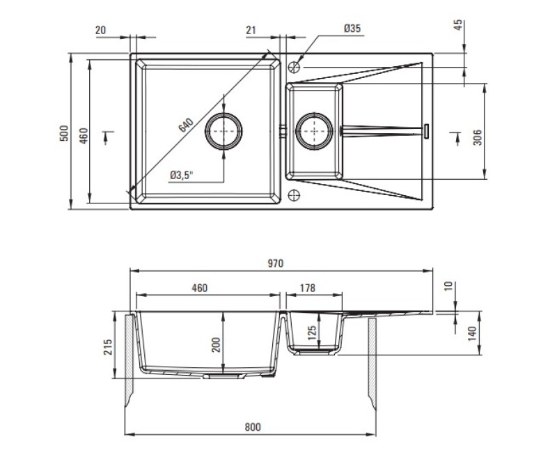 Кухонная мойка Deante CORIO 970х500х215мм Песочный цвет