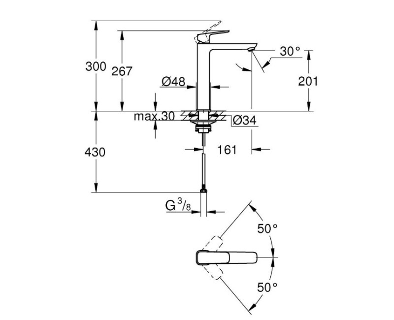 Vannas istabas izlietnes maisītājs Grohe Cubeo XL, hroms