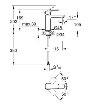 Vannas istabas izlietnes maisītājs Grohe  Cubeo M, hroms