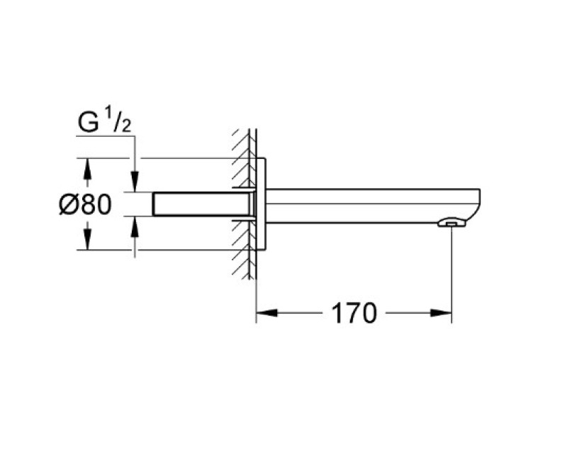 Слив для раковины Grohe Eurosmart Cosmo, 170 мм, настенный, хром