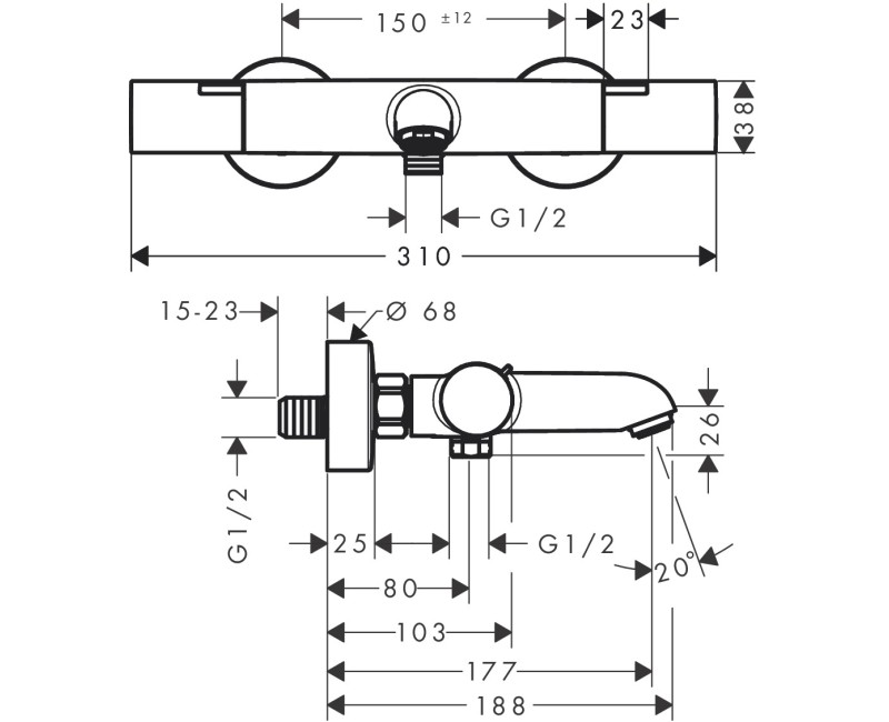 Смеситель для раковины Hansgrohe Ecostat Fine, с термостатом матовый черный