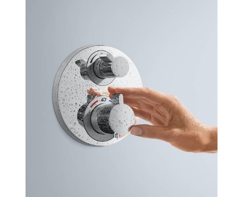 Dušas maisītājs Hansgrohe Ecostat S virsapmetuma daļa, ar 2 izejām, hroms