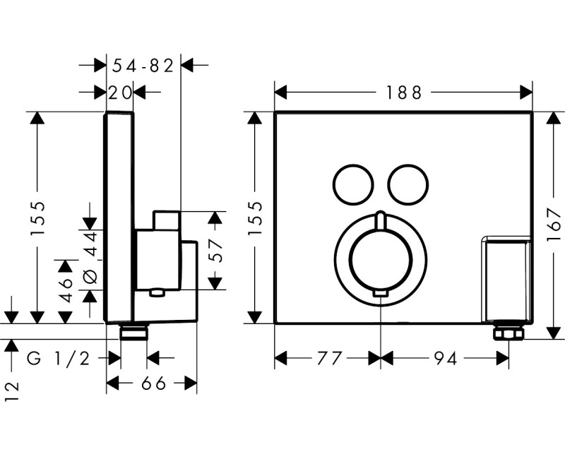 Смеситель для душа Hansgrohe ShowerSelect накладная часть, с 2 выходами, хром