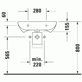 Vannas istabas izlietne Duravit D-Code Med, 600x555 mm, balta