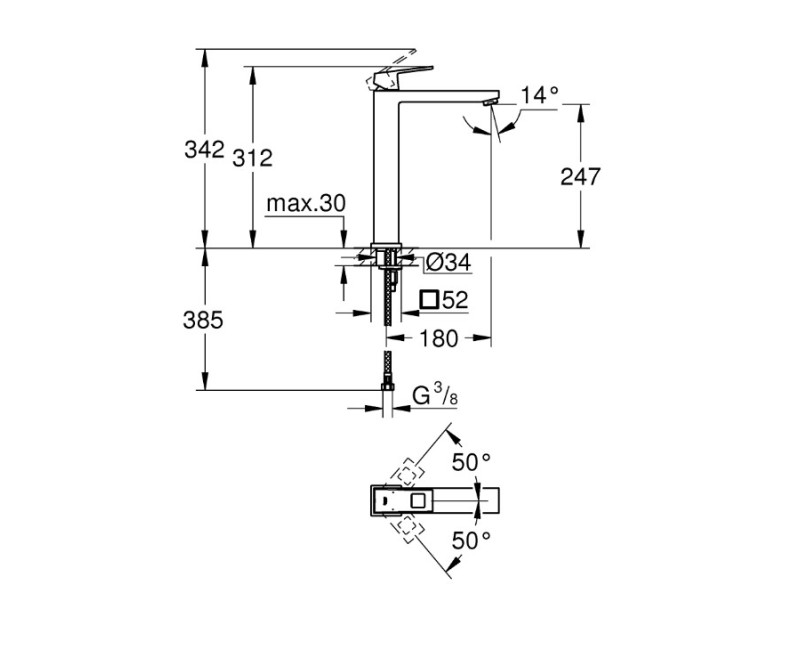 Vannas istabas izlietnes maisītājs Grohe Eurocube XL, hroms
