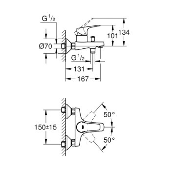 Смеситель для ванны/душа Grohe Start Flow, хром