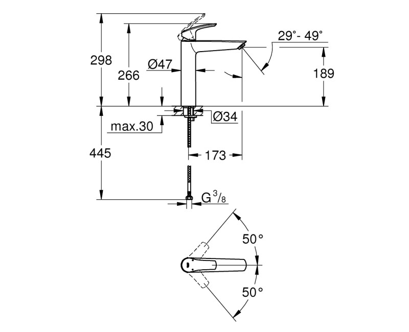 Смеситель для раковины Grohe Eurosmart XL, матовый черный
