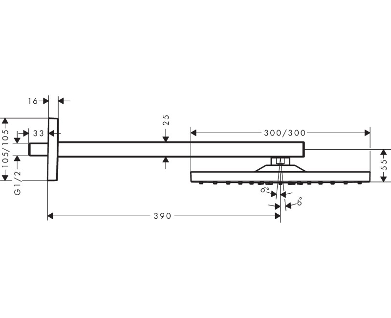 Душевая головка Hansgrohe Raindance S 240 1jet P, с настенным держателем, хром