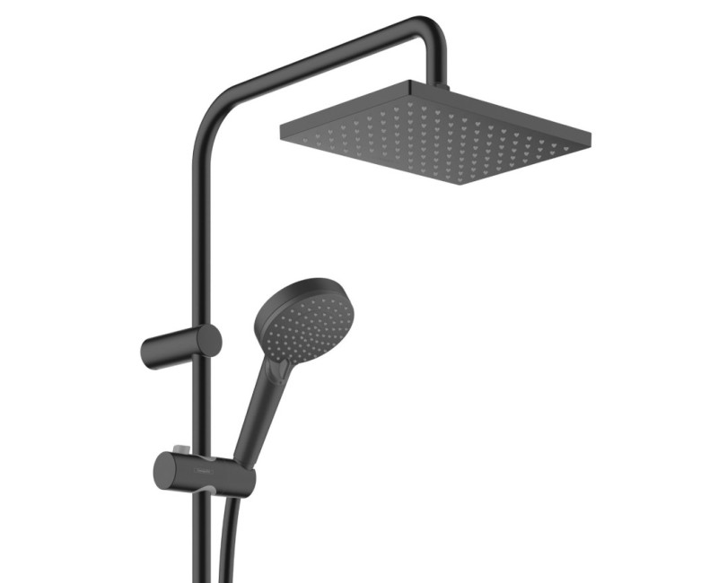 Душевая система Hansgrohe Vernis Shape 230 I, матовый черный с термостатом