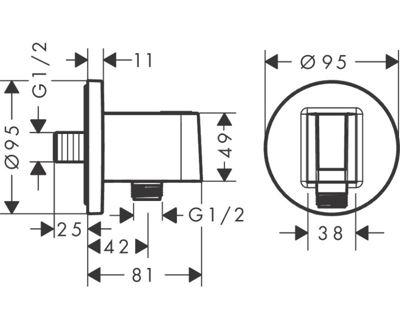 Dušas izvads Hansgrohe Fixfit S, ar dušas galvas turētāju  hroms
