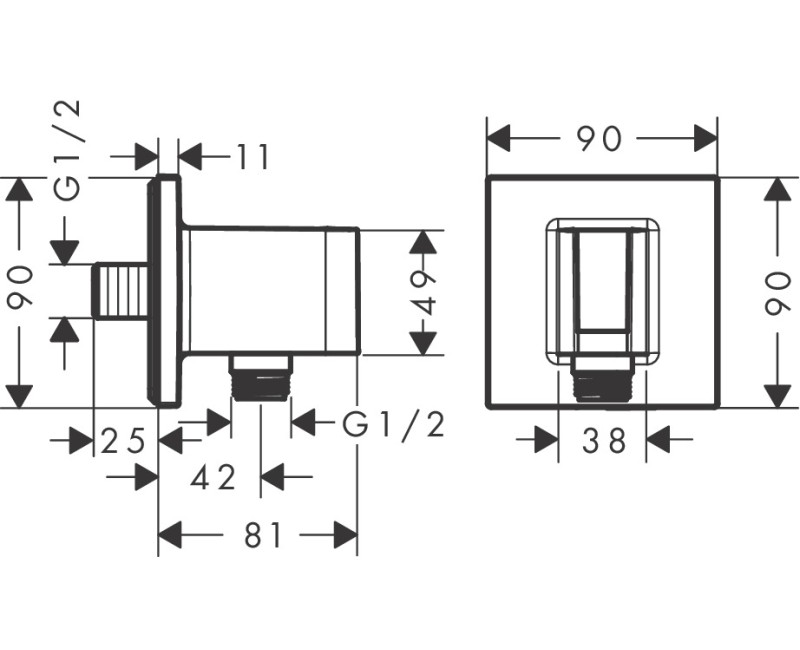 Dušas izvads Hansgrohe Fixfit E, ar dušas galvas turētāju, matēts melns