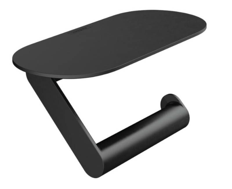 Tualates papīra turētājs Hansgrohe WallStoris, ar plauktiņu, matēts melns