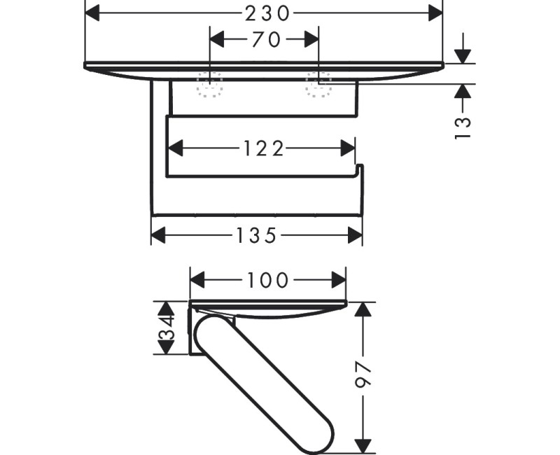 Tualates papīra turētājs Hansgrohe WallStoris, ar plauktiņu, matēts melns