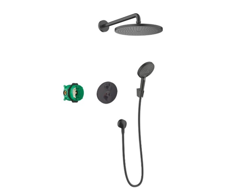 Душевая система Hansgrohe Pulsify 260 2 jet с термостатом ShowerTablet Select 400, матовый черный