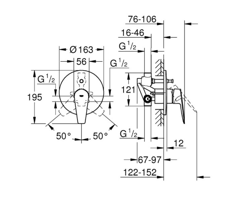 Vannas / Dušas maisītājs Grohe BauEdge New, hroms