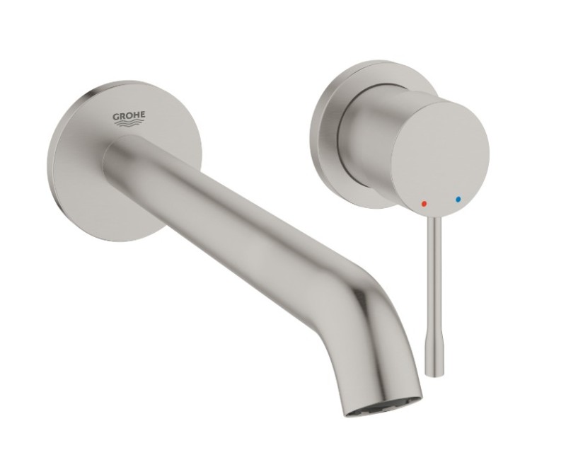 Vannas istabas izlietnes maisītājs Grohe Essence VA daļa, 2 caurumu, iztece 230 mm, no sienas, supersteel