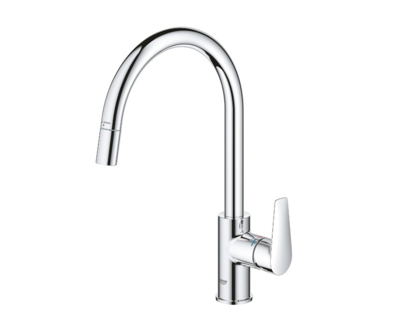 Смеситель для кухни Grohe с выдвижным душем BauEdge, хром