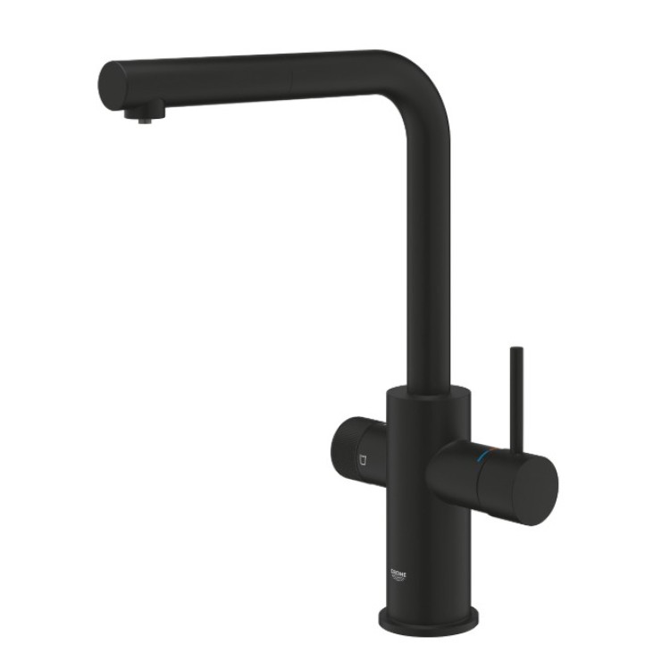 Vitrtuves maisītājs Grohe ar izvelkamo dušu Grohe Blue Pure Minta (bez filtra!), phantom black Vitrtuves maisītājs Grohe ar izvelkamo dušu Grohe Blue Pure Minta (bez filtra!), phantom black